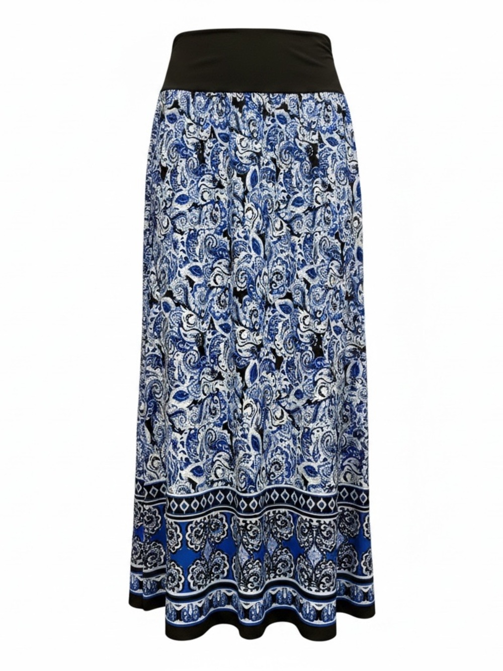 Apt. 9 Blue and Black Paisley Maxi Skirt